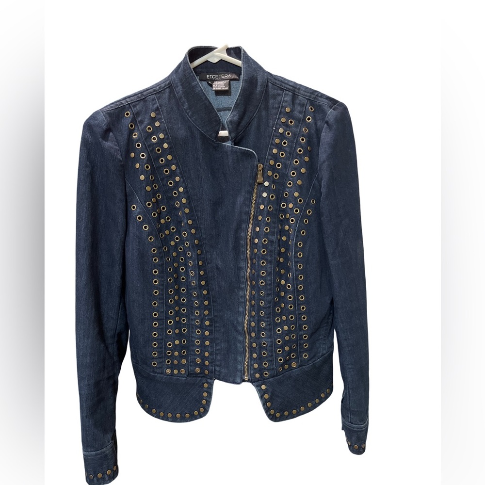 ETCETERA Dark Denim Jean Studded Jacket